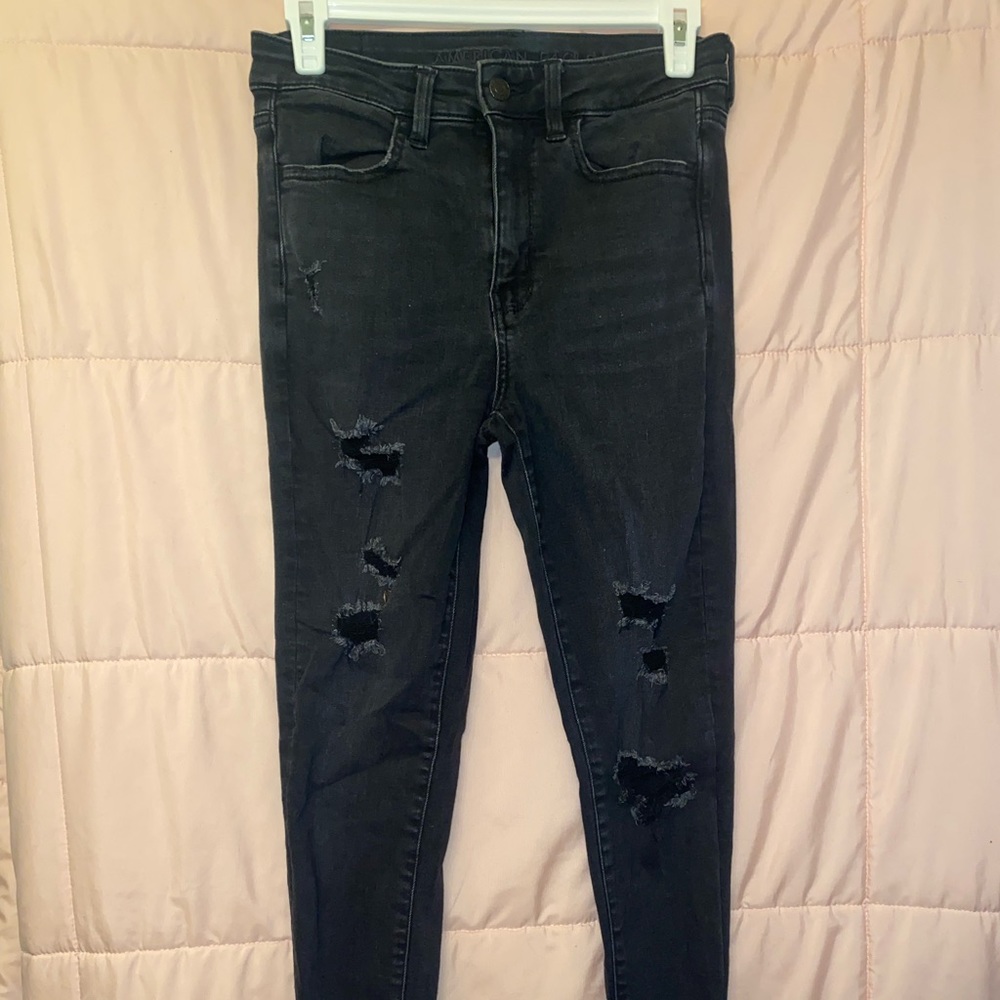 American Eagle Black Ripped Jeans